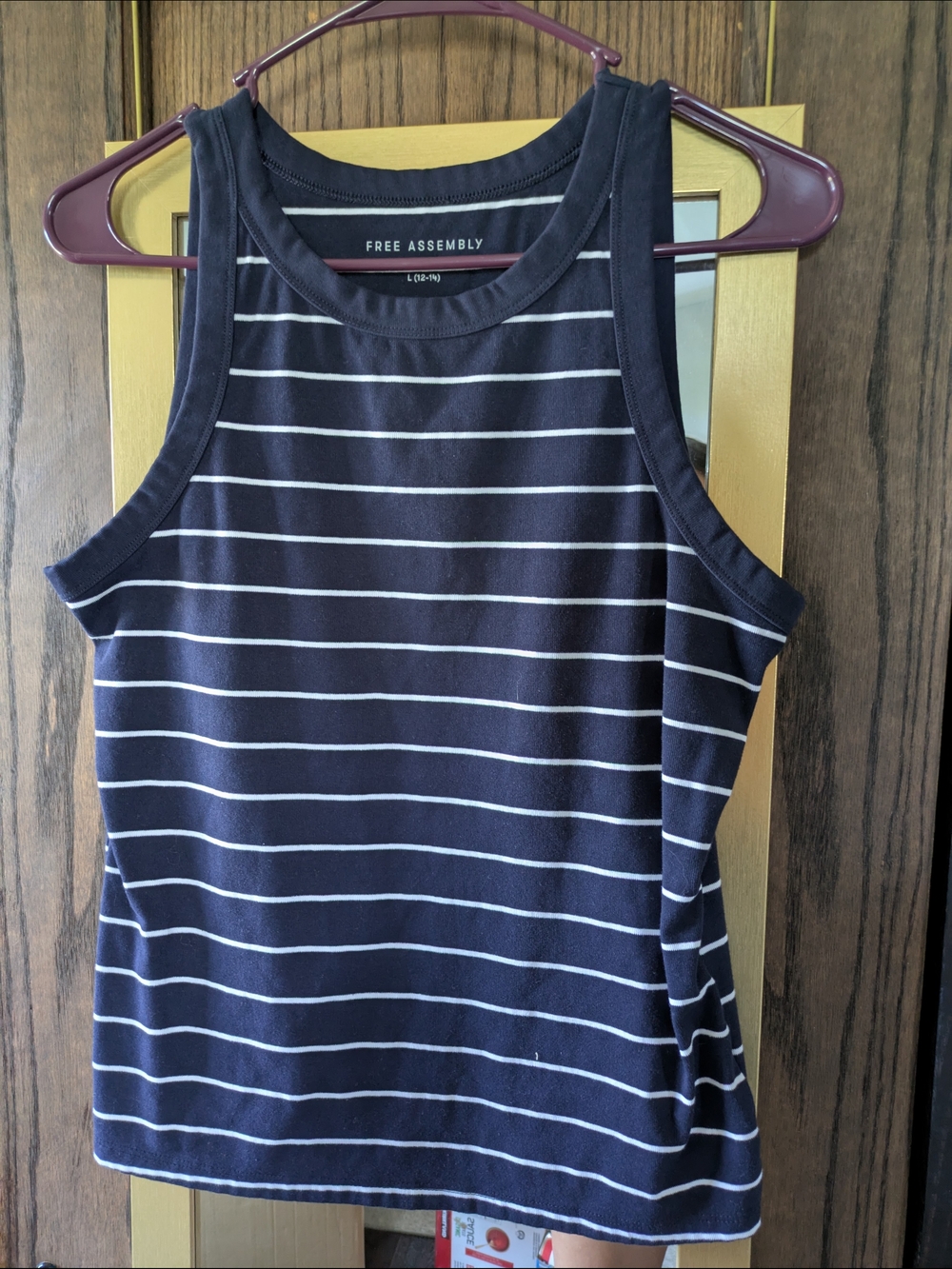 Free Assembly Navy & White Striped Tank Top